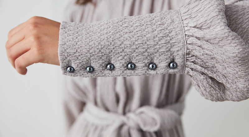 Machka Button Detail Midi Dress Pearl Grey