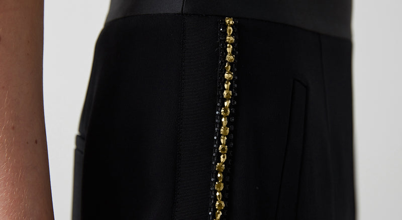 Machka Striped-Embroidered Trouser Black