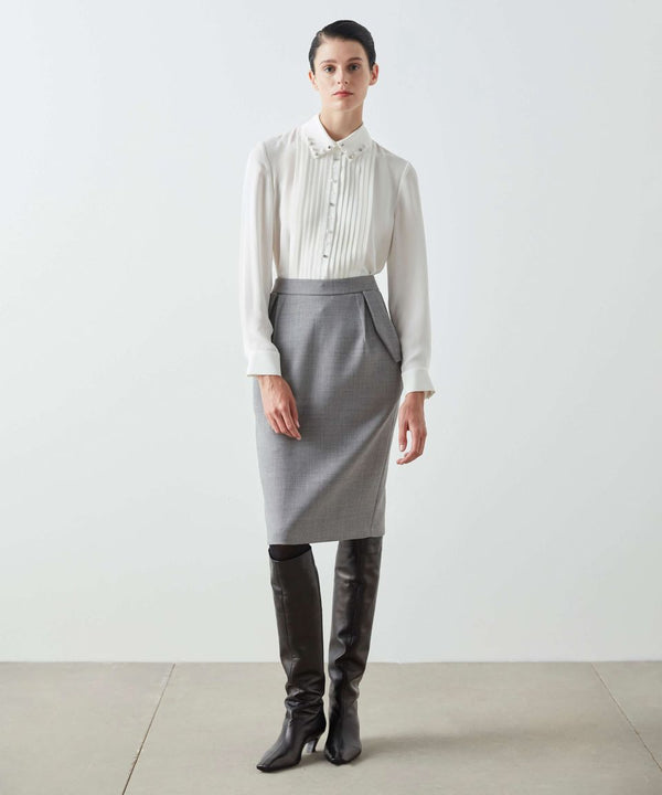 Machka High Waist Pencil Skirt Grey