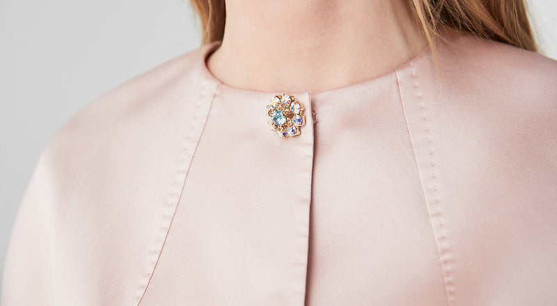 Machka Button-Embellished Crop Jacket Powder