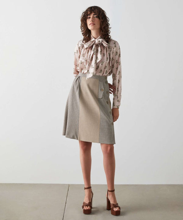 Machka Fabric Mix Skirt Beige