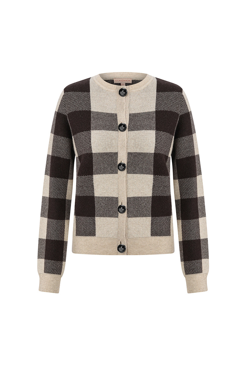 Machka Checkered Button Detail Knitwear Beige