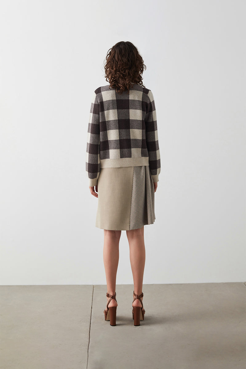 Machka Checkered Button Detail Knitwear Beige