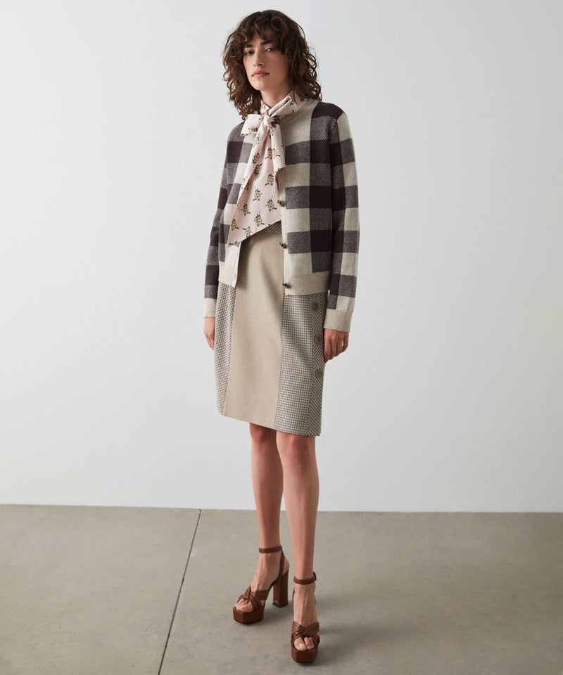 Machka Checkered Button Detail Knitwear Beige