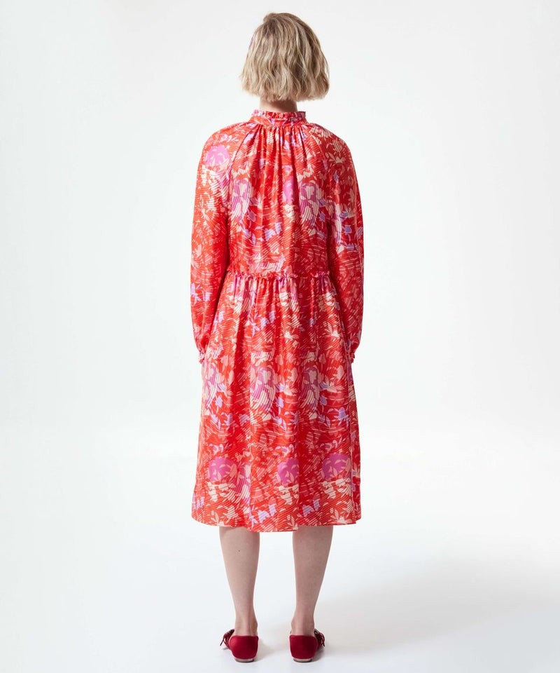 Machka Allover Abstract Pattern Dress Pomegranate