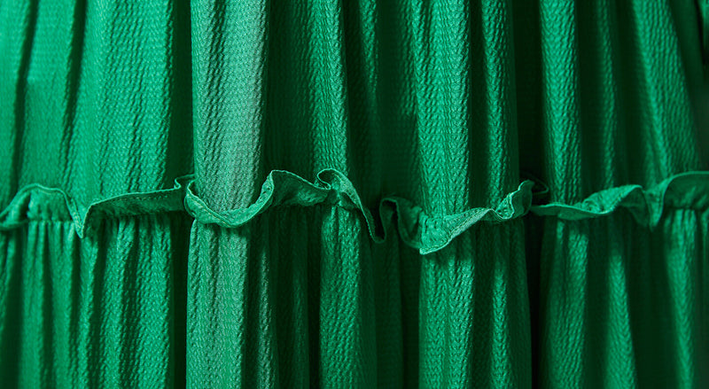 Machka Self Tie Tiered Maxi Dress Green