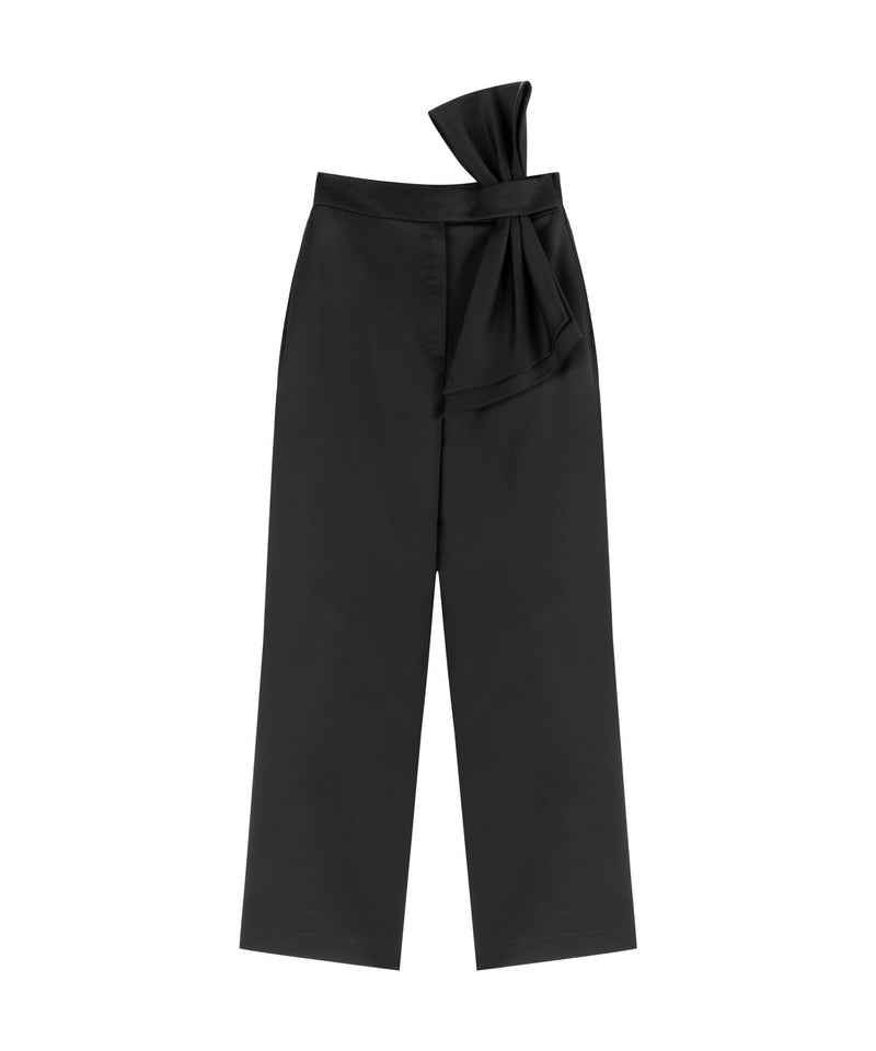Machka Casual Trouser With Fixed Bow Black