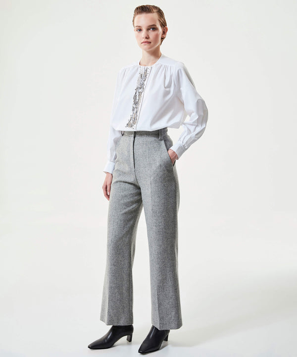 Machka Wool Straight Cut Trousers Grey Melange