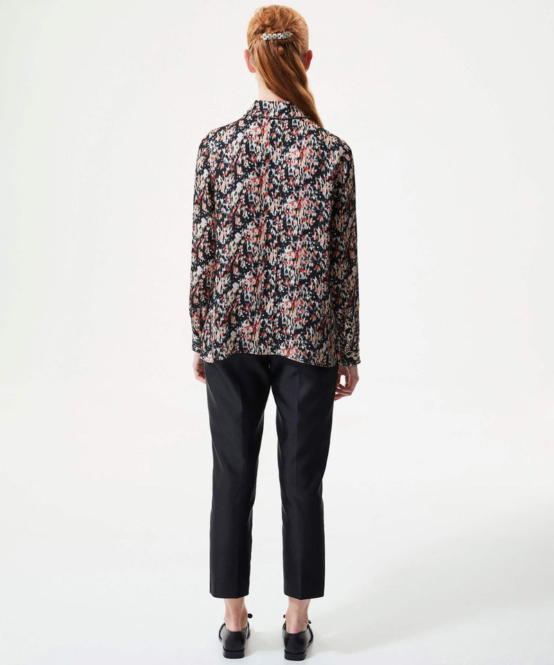 Machka Printed Blouse With Embellished Collar Anthracite