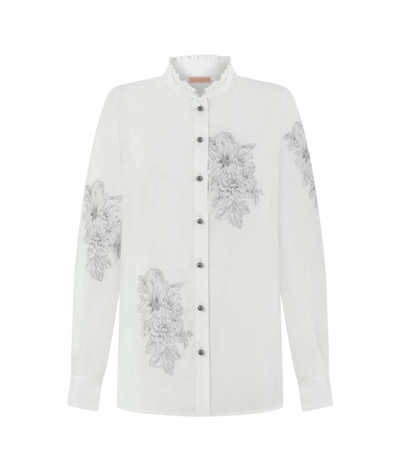 Machka Printed Motif Shirt White