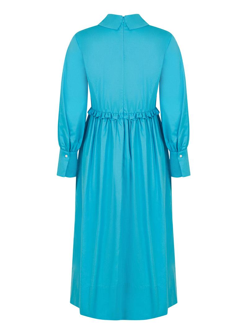 Nocturne Dress Pleat L/Sl Blue - Wardrobe Fashion