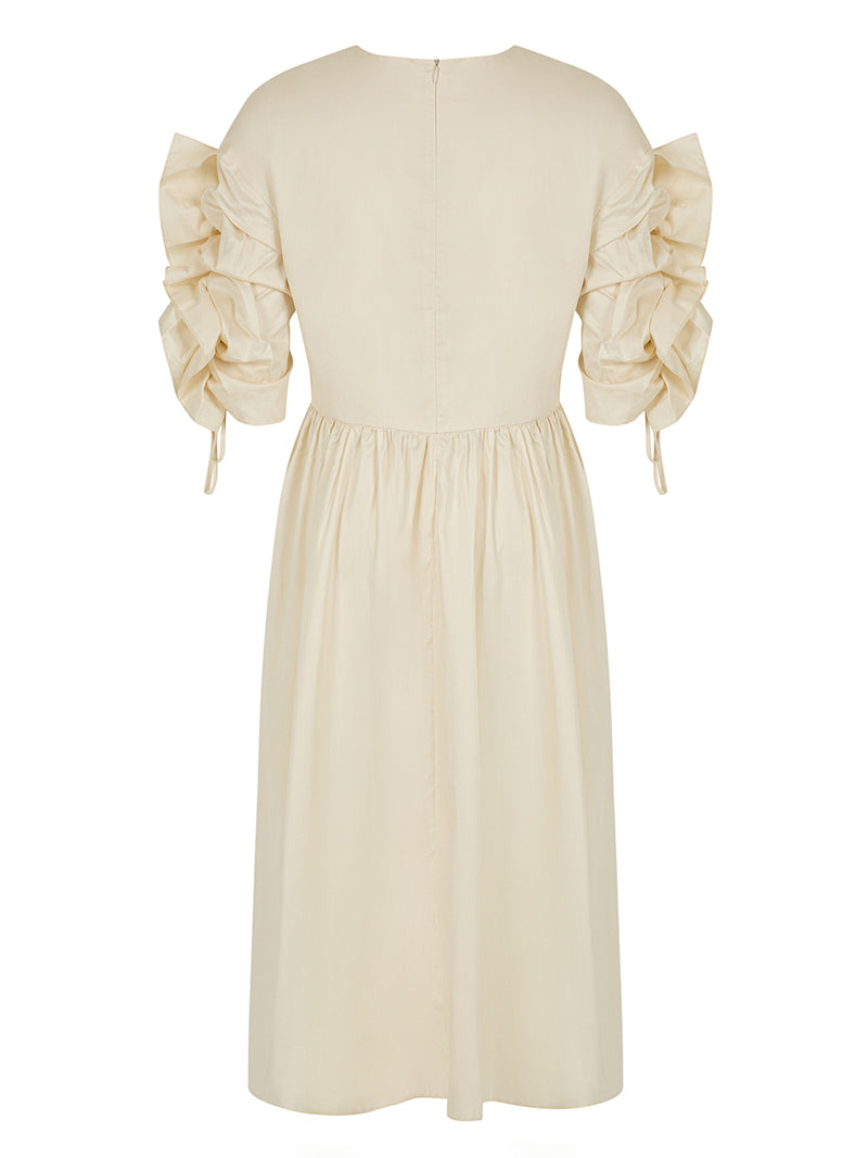 Nocturne Dress Pleat S/S Off White - Wardrobe Fashion