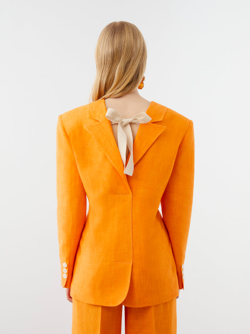 Nocturne Linen Jacket With Back Detail Orange