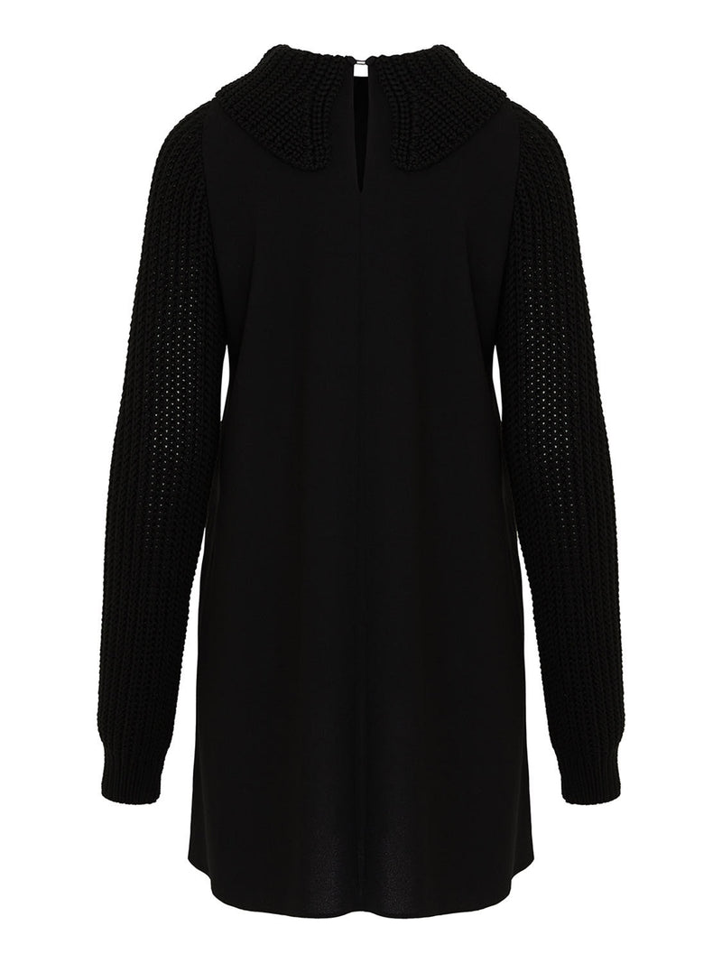 Nocturne Knit Detail Mini Dress Black