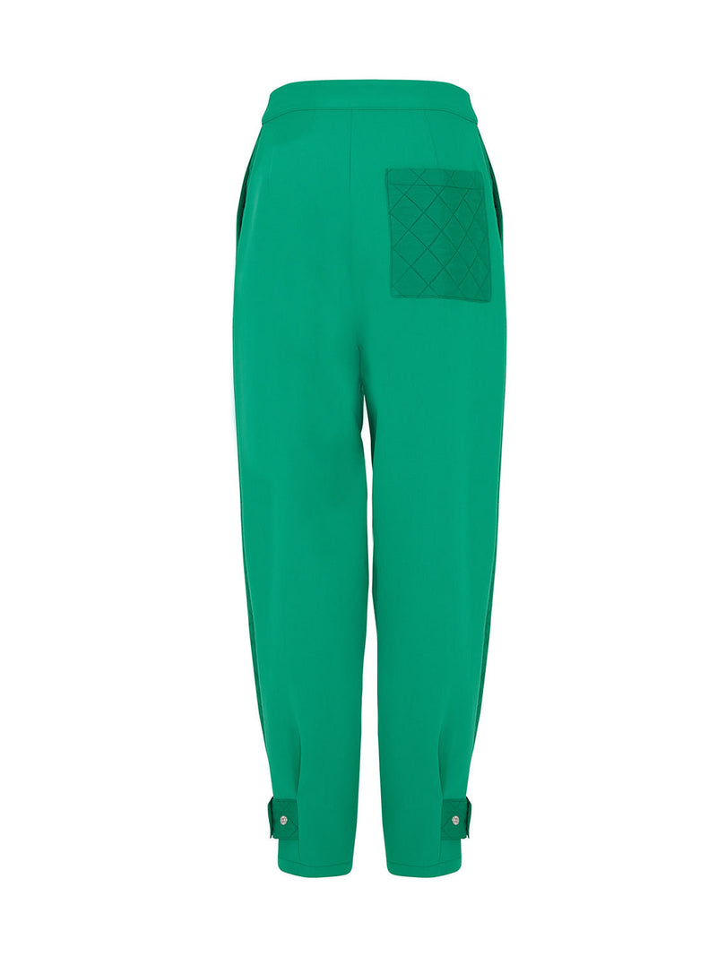 Nocturne Quilted Solid Trousers Green