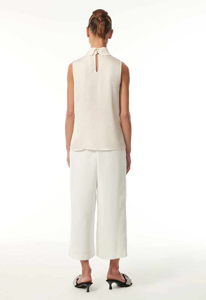 Choice High Neck Sleeveless Top Offwhite