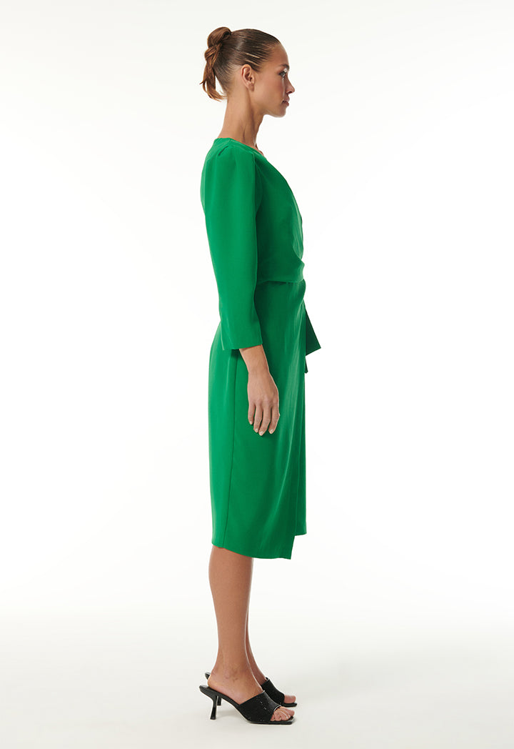 Choice Midi Dress With Wrap-Tie Detail Green