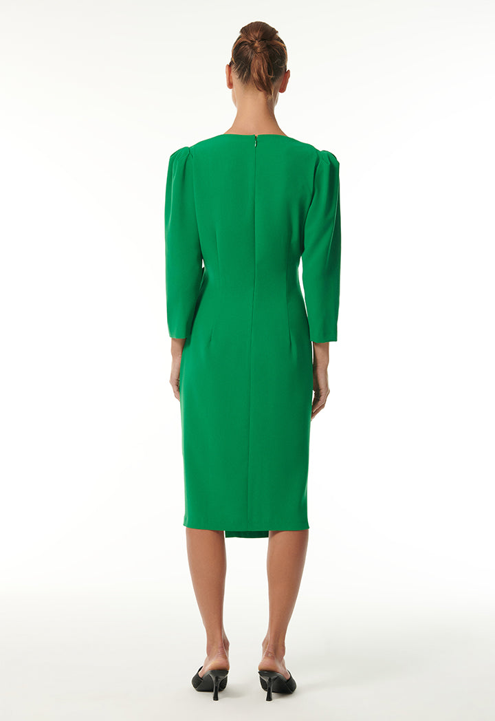 Choice Midi Dress With Wrap-Tie Detail Green