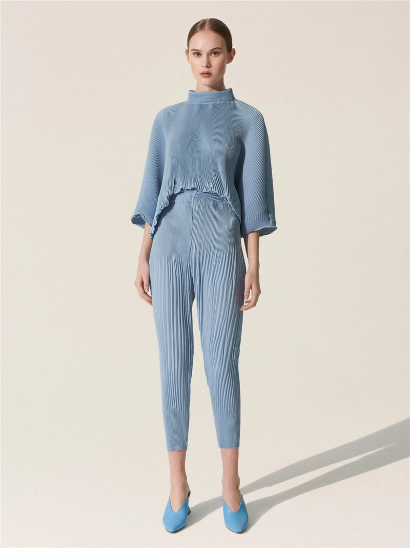 Baqa High Waist Pleated Trouser Turquoise
