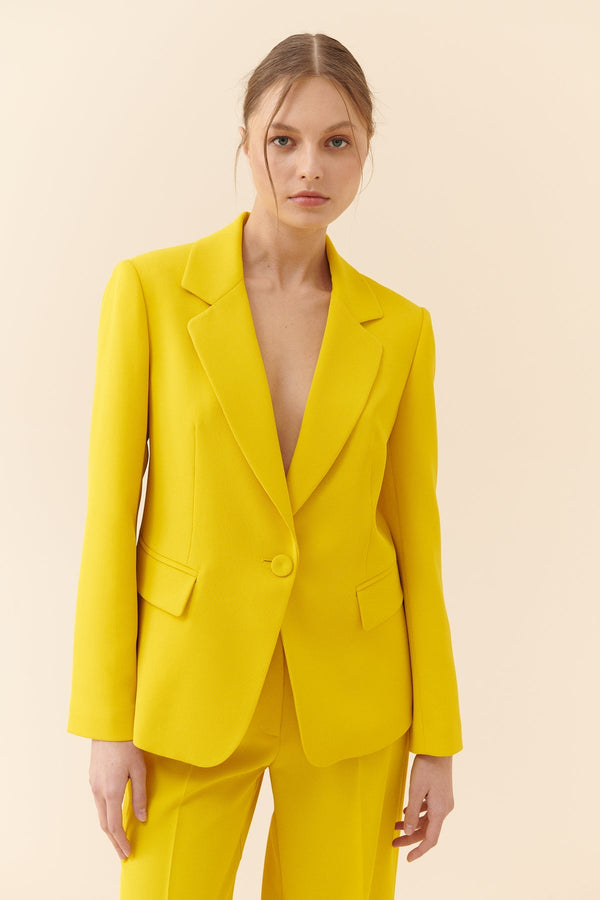 Roman Single Breasted Solid Jacket Yellow