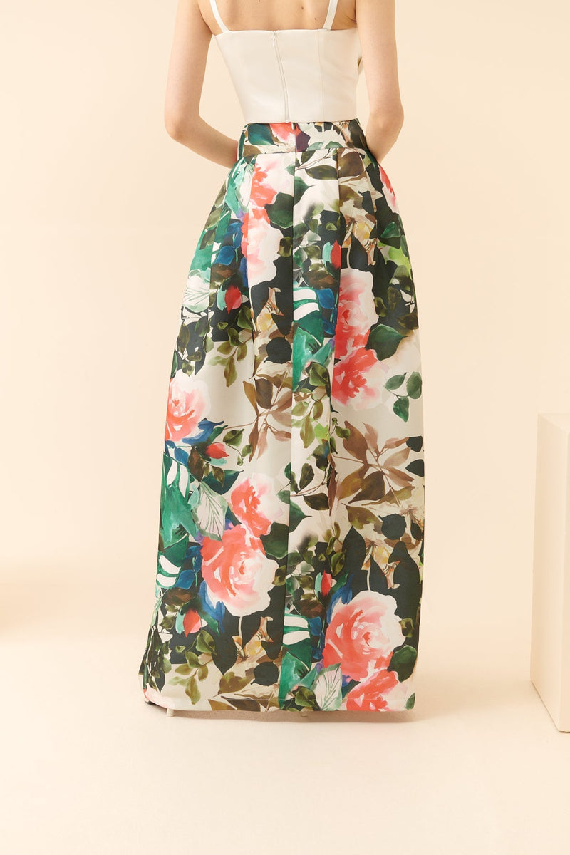 Roman Floral Patterned Evening Skirt Multi Color