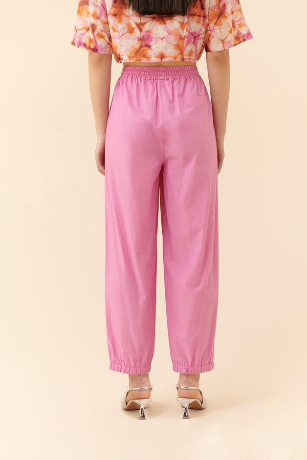 Roman Solid Zip Detail Hem Trousers Pink