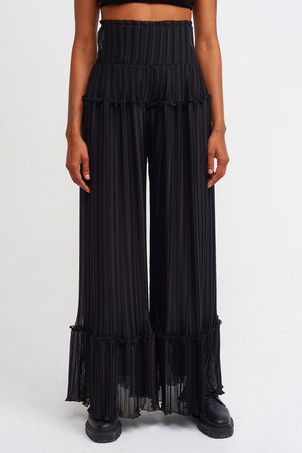 Nu Tiered Detail Pleated Trouser Black