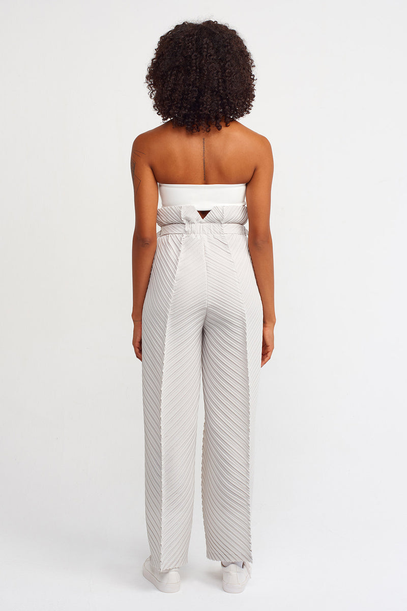 NU Belt Detail Pleated Trouser Ice