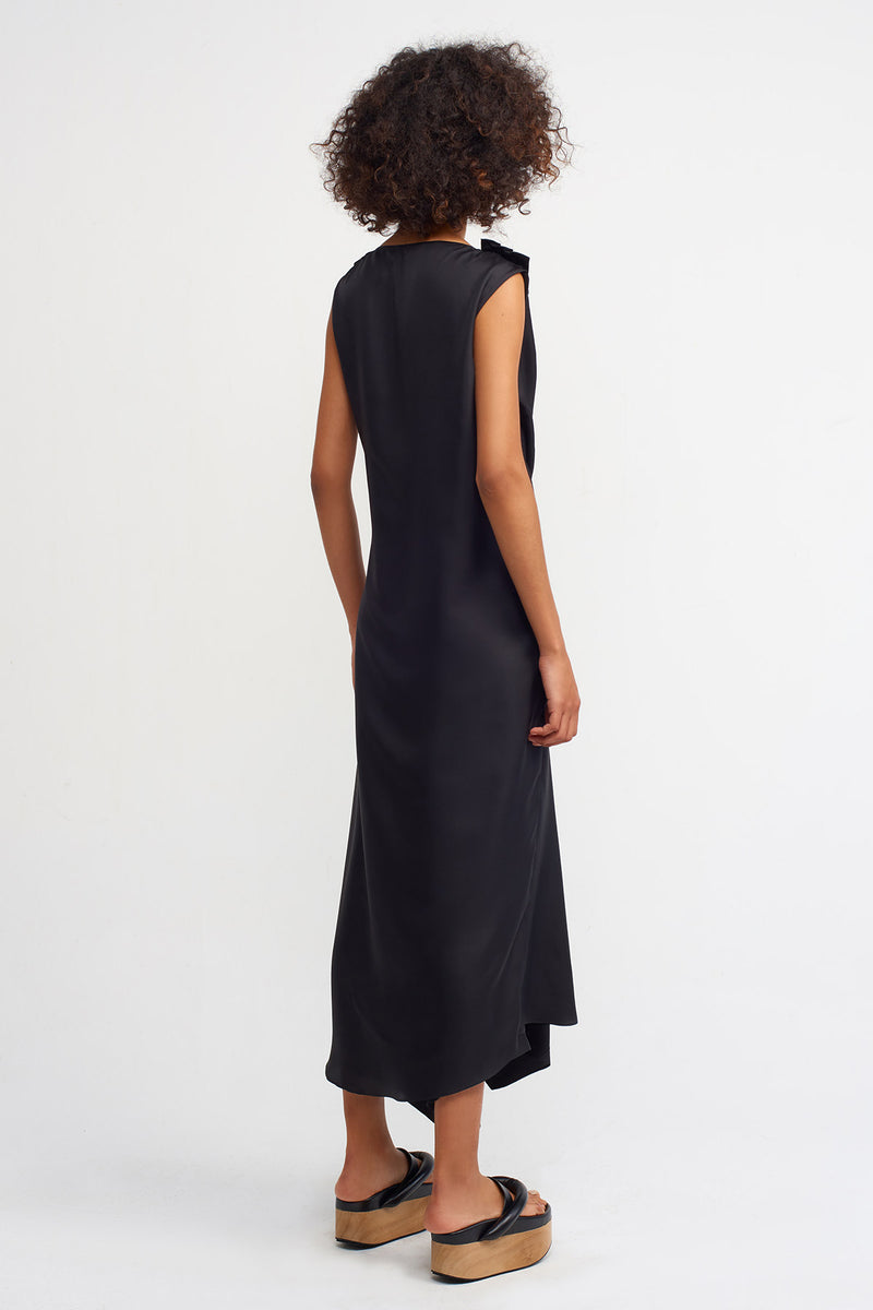 Nu Front-Twisted Detail Dress Black