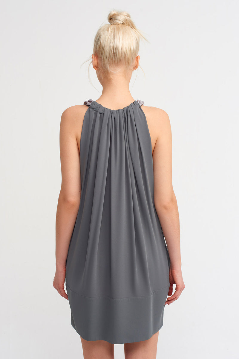 Nu Chain Detail Draped Dress Grey