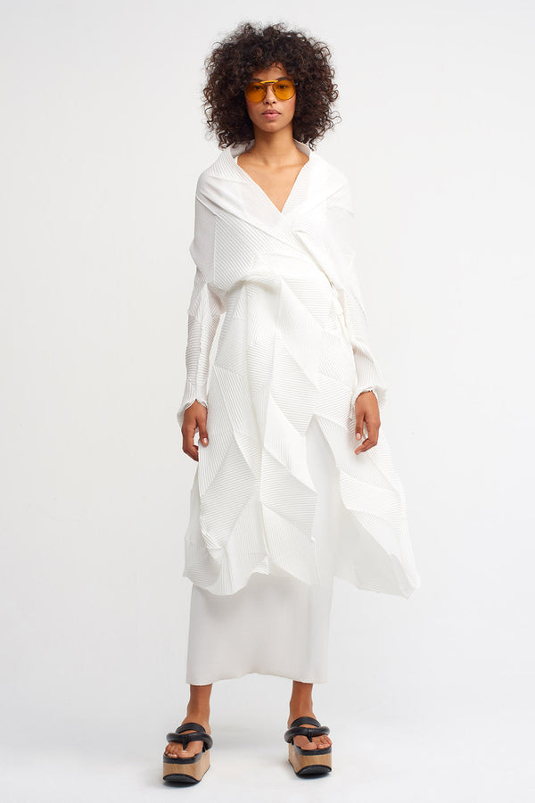 NU Patch Detail Pleated Outerwear Off White