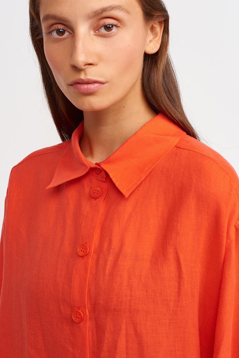 Nu Solid Oversize Long Shirt Orange