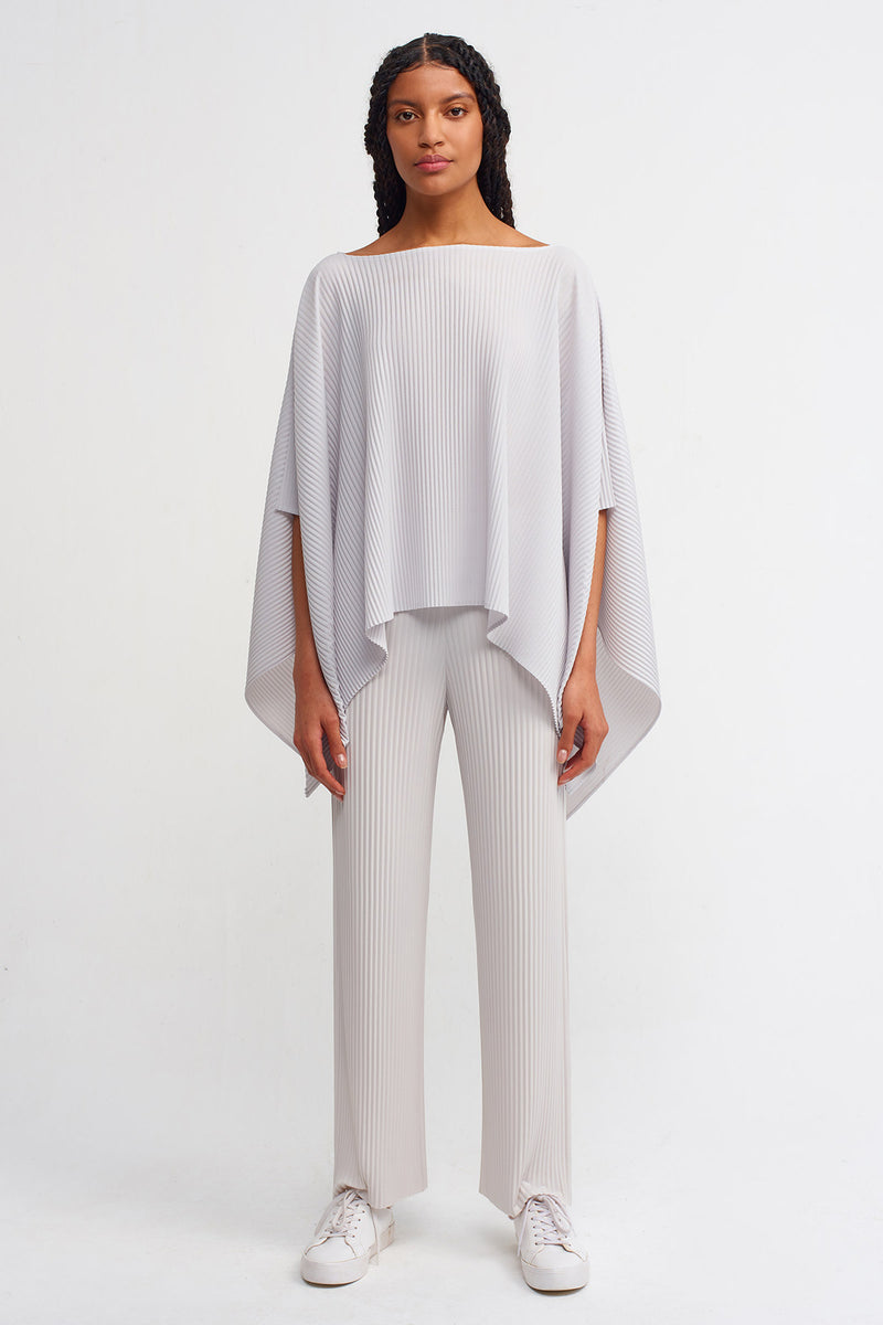 NU Solid Asymmetrical Ribbed Blouse Ice