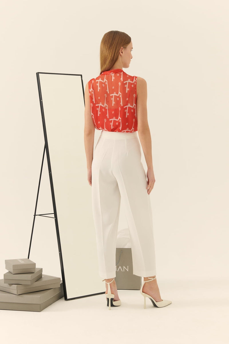 Roman Straight Cut Textured Trousers White