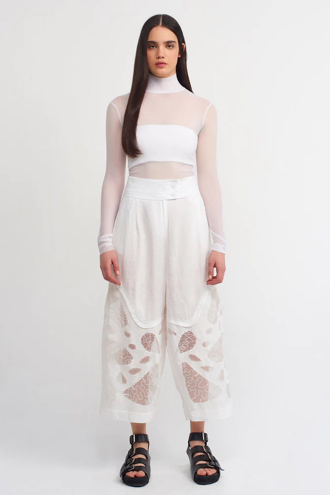 Nu Transparent Detail Trousers Off White