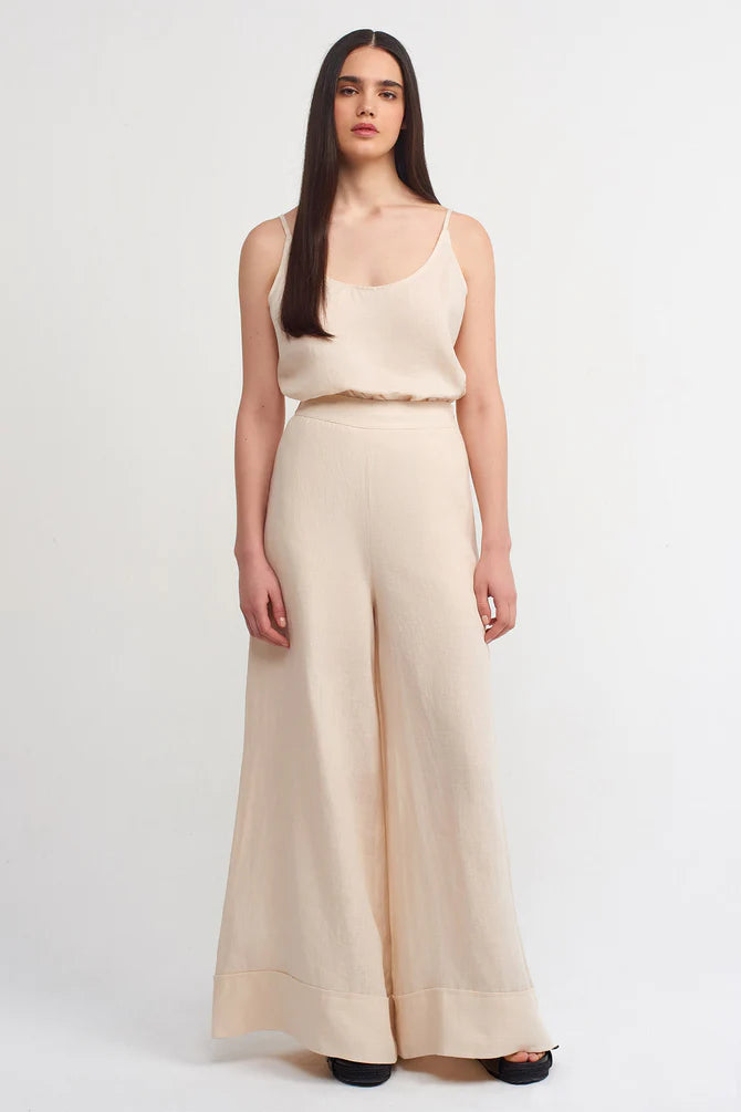 Nu High Waist Wide Leg Trousers Natural