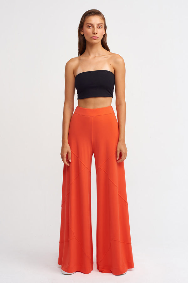 Nu Wide Leg Trousers With Stitched Detail Orange