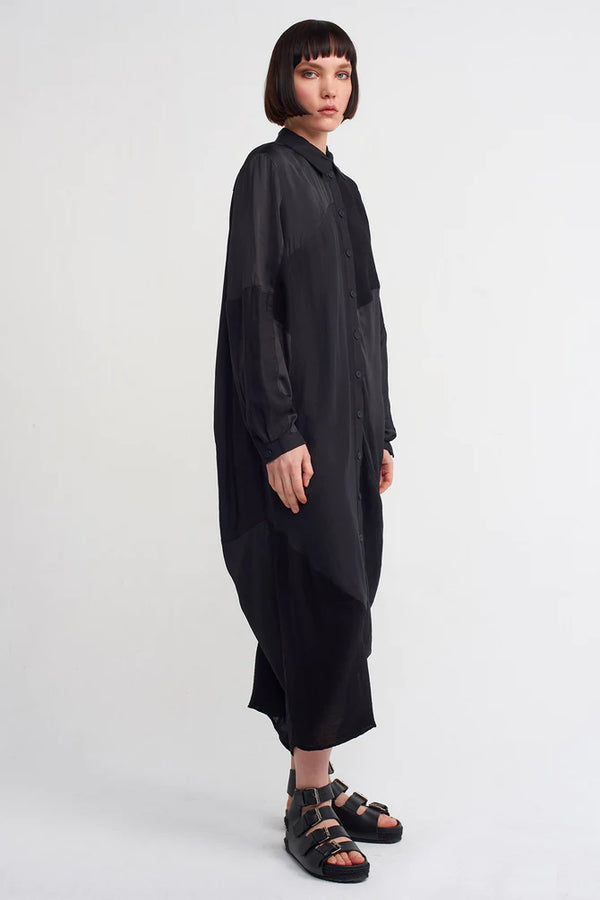 Nu Solid Midi Shirt Dress Black