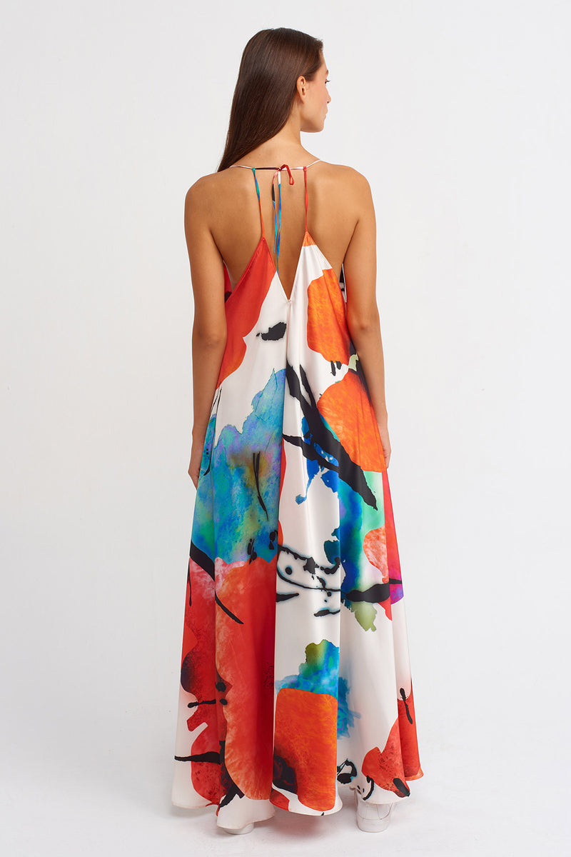 Nu Printed Thin Strap Maxi Dress Multi Color