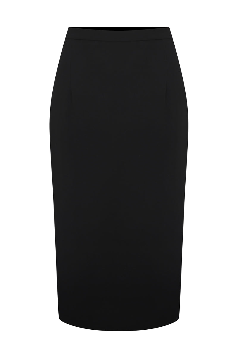Roman Solid Crepe Midi Skirt Black