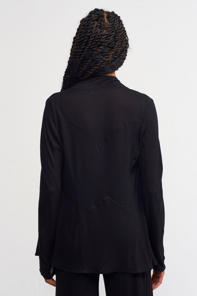 Nu Stitched Detail Solid Outerwear Black