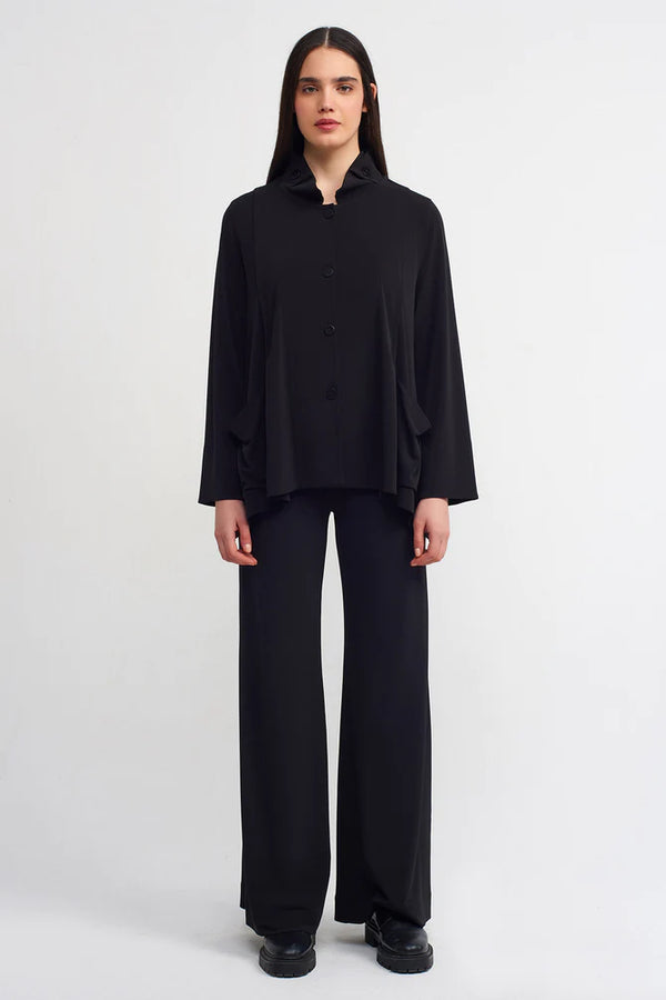 NU Collar Detail Solid Shirt Black