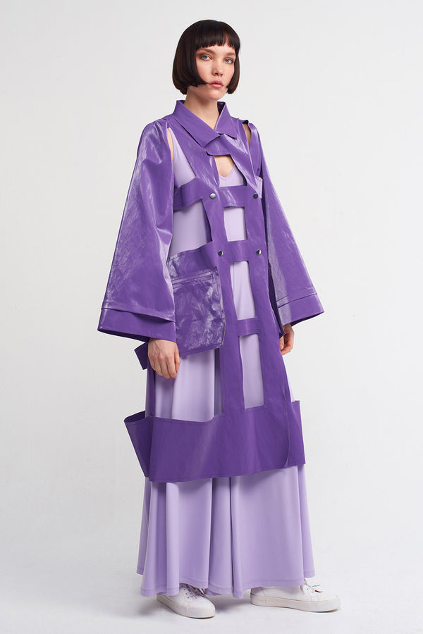 NU Window Detailed Trench Jacket Purple