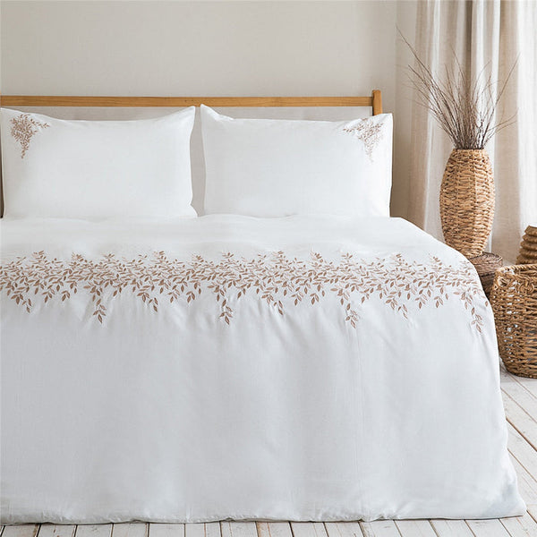 Chakra Bamboo Lovey Duvet Cover Set Dbl 200X220Cm Ecru