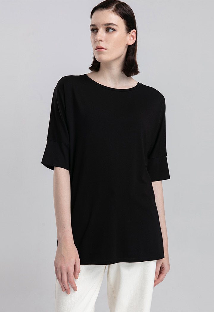 Choice Stretchable Short Sleeve Jersey Blouse Black