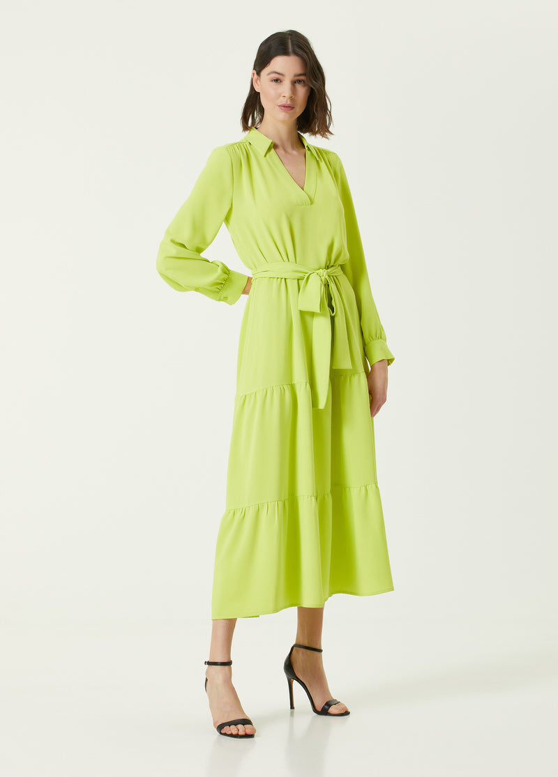 Beymen Collection Sash Detailed Midi Crepe Dress Green